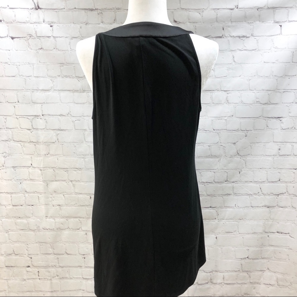 WHBM Black Sleeveless Woven Overlay Asymmetric Top V Neck Size Medium - Picture 5 of 9